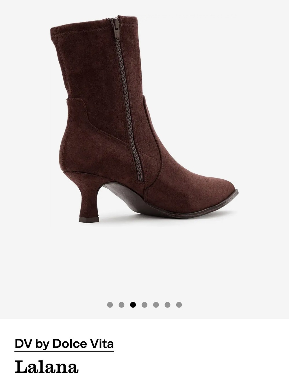 DV by Dolce Vita Lalaña Kitten-Heel Sock Booties in Dark Brown suede NIB NWT - Picture 3 of 10